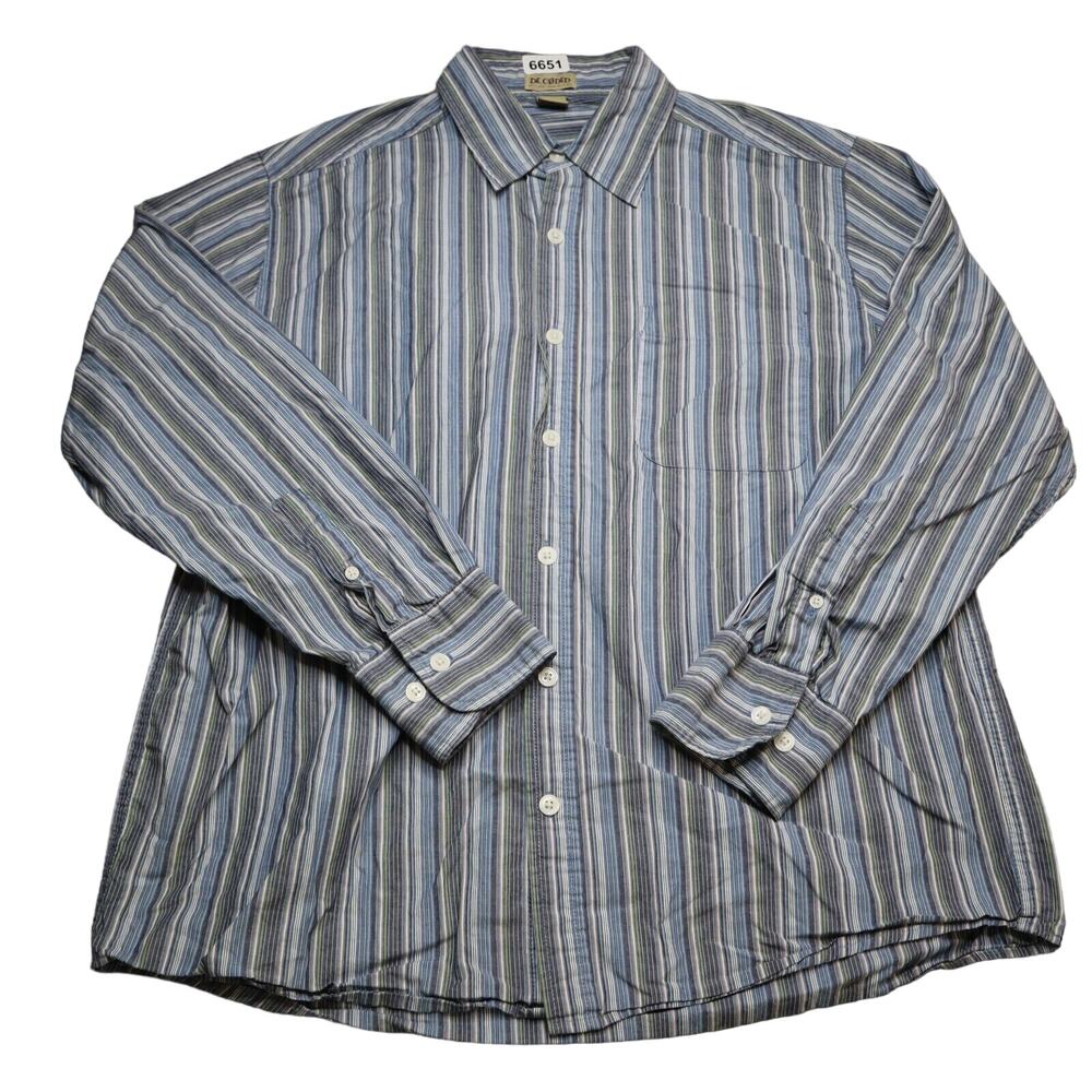 Decoded Shirt Mens L Blue Striped Long Sleeve Button Up Casual 100% Cotton